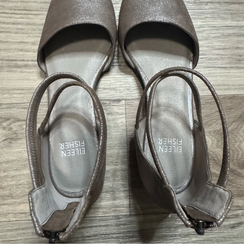 Eileen Fisher Mica Lyton D'Orday Flats Metallic Suede Leather Size 6.5